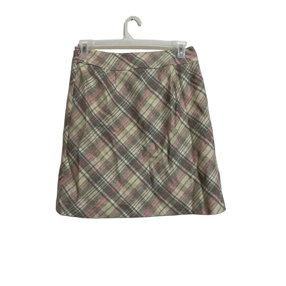 Loft Plaid Wool Blend Skirt Size 8 - Picture 2 of 4